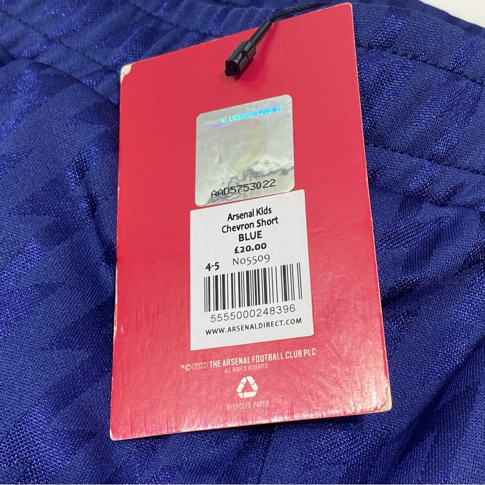 NEW - Arsenal Kids - Chevron Shorts - Blue - Size 4-5 - Picture 3 of 6